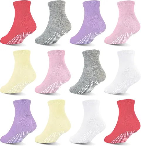 Vista 10 de GRPSKCOS 12 pares de calcetines antideslizantes para niñas de 1 a 7 años