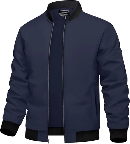 Vista 8 de TACVASEN Chaqueta Ligera para Hombre Chaqueta Bomber de Primavera Otoño Rompevientos Abrigos Casuales Elegantes con Bolsillos