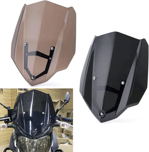 Vista 5 de GLoyer Motorcycle Windshield Windscreen Compatible with MT-03 MT03 MT 03 FZ-03 FZ03 FZ 03 2016 2017 2018 2019 Double Bubble Windshield Wind Black