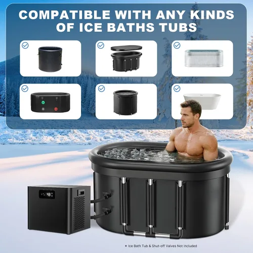 Vista 2 de Enfriador de agua para baño de hielo para bañeras frías, enfriador de inmersión en frío mejorado de 1/3 HP con bomba y filtro incorporados, bomba