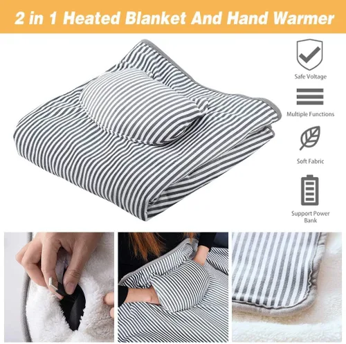 Vista 2 de Shan-S - Manta con calefacción por USB calentador de manos con franela de tela de terciopelo supersuave mantiene el calor para el coche el hogar