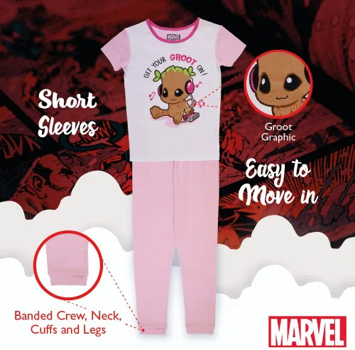 Vista 4 de Marvel Conjunto de pijama de algodón ajustado de 2 piezas, suave y lindo para niños
