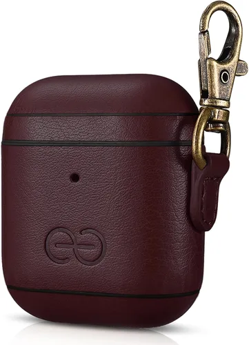 Vista 50 de Dreem Om - Funda para estuche con clip para llavero compatible con AirPods 1 y 2, funda de cuero vegano para Airpods para hombres y mujeres, Negro