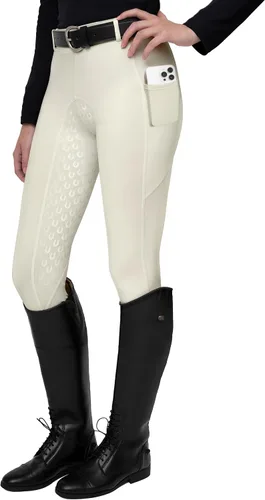 Vista 16 de FitsT4 Sports Mallas de Equitación de Asiento Completo para Mujer con Agarre de Silicona Activa Pantalones Ecuestres Albaricoque