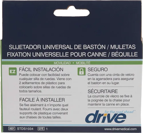 Vista 4 de Drive Medical Soporte manual para bastón/muleta para silla de ruedas