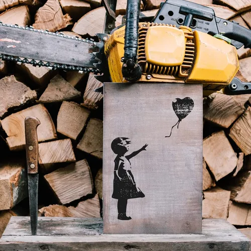 Vista 6 de Banksy Balloon Girl - Lienzo artístico, plantilla de graffiti