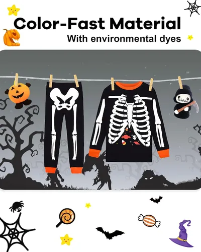 Vista 7 de DAUGHTER QUEEN Pijama para niños de 4 piezas, 100% algodón, talla 18 meses a 12 años