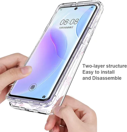 Vista 4 de Funda para Nova 8, ANG-L22B ANG-L21B con protector de pantalla de vidrio templado, suave 360 cuerpo completo, a prueba de golpes, híbrida