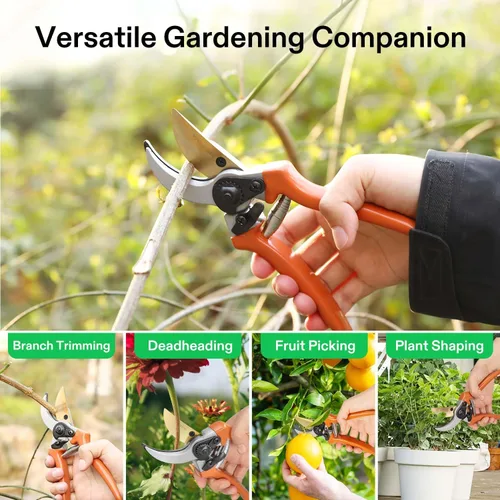 Vista 6 de VIVOSUN Tijeras de podar bypass de 8 pulgadas para jardinería, tijeras de jardín resistentes, podadoras ultra afiladas con capacidad de corte de 3/4