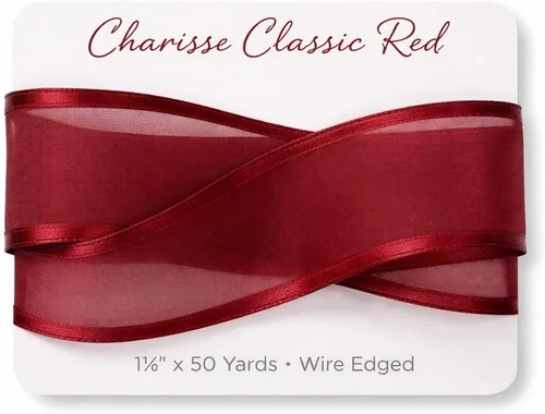 Vista 4 de Charisse Classic - Cinta de color vino transparente rojo (5/8 pulgadas), 50 yardas