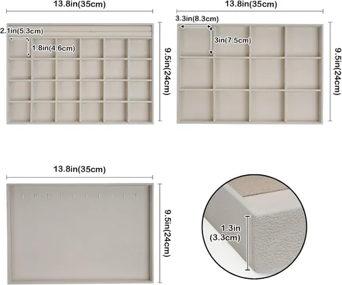 Vista 7 de ProCase Juego de 5 bandejas apilables para joyas con juego de 3 organizadores apilables para joyas