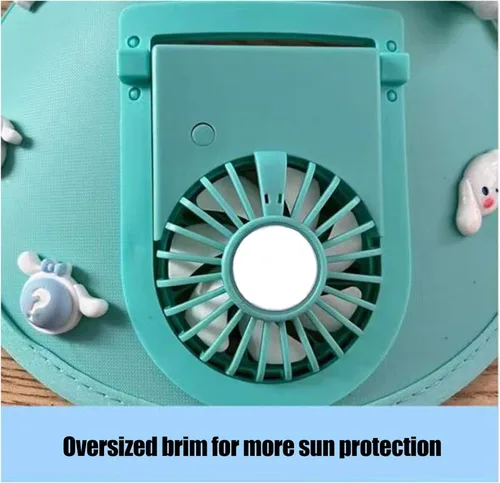 Vista 3 de Sombreros Kawaii con visera solar con ventilador, sombrero de visera de ventilador, sombreros refrescantes para mujereshombresniños para climas