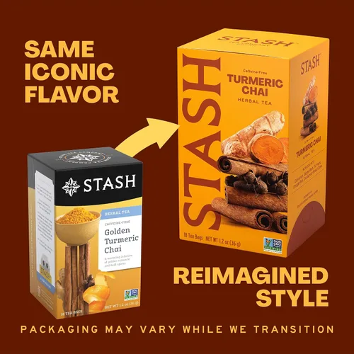 Vista 2 de Stash Té de Hierbas Chai de Cúrcuma - Naturalmente Sin Cafeína, Proyecto Verificado Sin OGM, Té Premium Sin Ingredientes Artificiales, 18