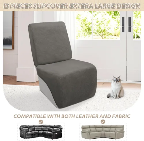 Vista 368 de Arfntevss Fundas de sofá seccional reclinable de terciopelo, Funda de sofá seccional de esquina para sofá reclinable, Funda elástica suave