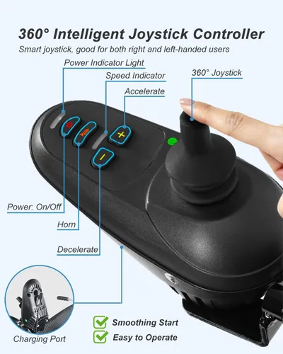 Vista 5 de Sillas de ruedas motorizadas portátiles para adultos mayores, silla de ruedas eléctrica plegable ligera - Fácil de usar - Silla de ruedas eléctrica