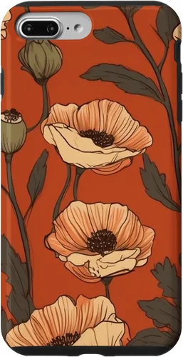 Vista 12 de iPhone 16 Floral Pattern Poppies Terracotta Poppy Flower Case