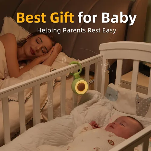 Vista 9 de alilo Chupete de bolsillo Máquina de sonido portátil para bebés y niños Luz nocturna 30 sonidos relajantes Viaje Ruido blanco