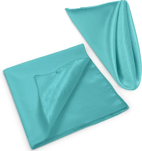 Vista 8 de Ultimate Textile -1 docena - Reversible Shantung Satin - Majestic - Servilletas de tela Majestic de 17 x 17 pulgadas azul caribeño