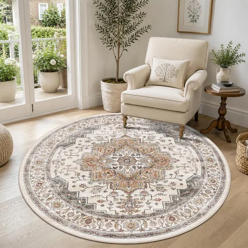 Vista 36 de Alfombra de pasillo vintage de 2 x 6 pies de pelo bajo Marrón beige