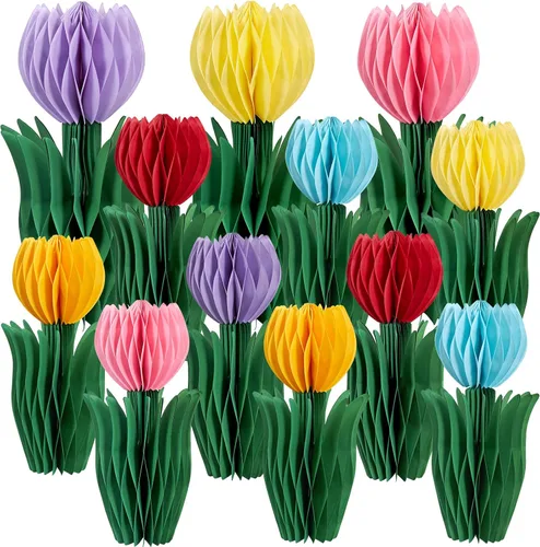 Vista 10 de 12 centros de mesa de panal de flores verdes, para decoraciones de fiesta de flores, reutilizables, de fácil montaje, decoración de mesa de jardín