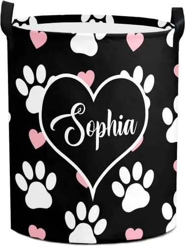 Vista 10 de Cesta de lavandería personalizada con texto y nombre, impermeable, para dormitorio, sala de estar, cesta de almacenamiento