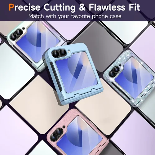 Vista 6 de YWXTW EZ Alignment - Protector de pantalla para Samsung Galaxy Z Flip 6/Z Flip 7 FE, 2 protectores de pantalla de vidrio templado frontal + 1 juego