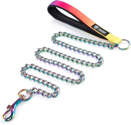 Vista 16 de TSPRO Correa de perro a prueba de mordeduras de acero inoxidable para perro, cadena de metal, correa de entrenamiento para perros con mango suave