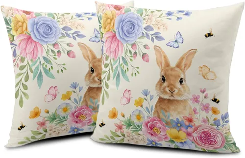Vista 21 de Juego de 2 fundas de almohada patrióticas para exteriores, diseño de estrellas azules del 4 de julio, 16 x 16 pulgadas, fundas de almohada