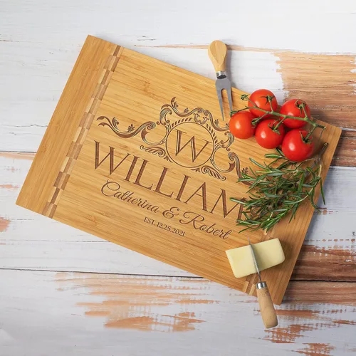 Vista 4 de Tabla de cortar personalizada, 11 diseños y 5 estilos de madera, tabla de cortar – Regalos de boda para parejas, regalos de inauguración de la casa