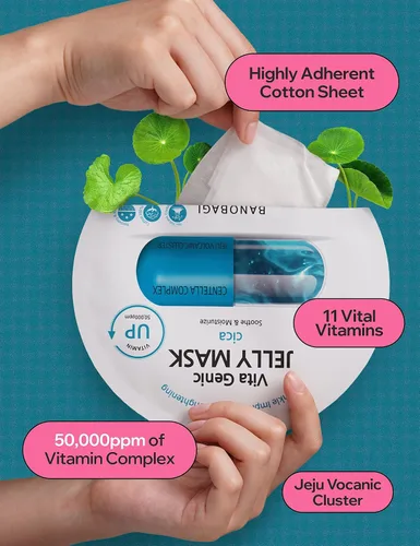 Vista 4 de BANOBAGI Vita Genic Jelly Cica - Mascarillas faciales de belleza con esencia y complejo vitamínico de 11 vitaminas Mascarilla coreana