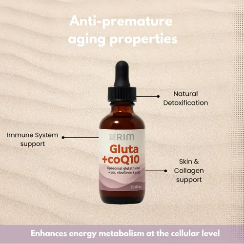 Vista 3 de xrim Gluta+CoQ10 - Glutatión liposomal con CoQ10, ácido alfa lipoico, PQQ y riboflavina Apoyo de energía antioxidante y celular - 30 porciones