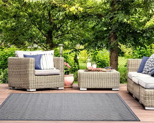 Vista 28 de Liora Manne Carmel - Alfombra tejida de perfil bajo de fácil cuidado para interiores y exteriores, color aguamarina, 6 pies 6 pulgadas x 9 pies 4