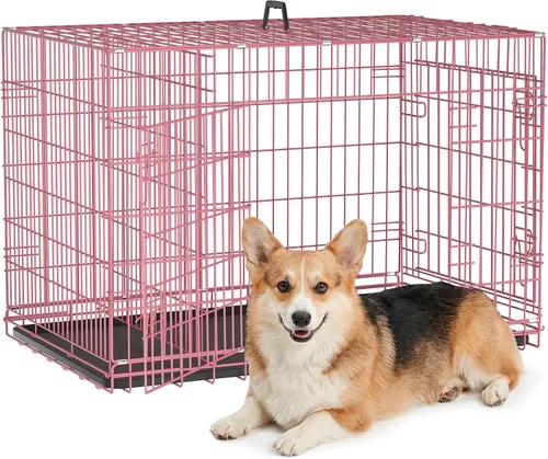 Vista 19 de Jaula negra para perros de 24 pulgadas, grande, XXL, plegable para perros grandes, jaulas de alambre de metal, jaula de segregación de animales