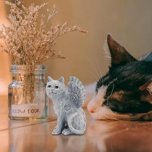 Vista 4 de MEJORMEN Figura de ángel de gato, regalo conmemorativo de la amistad, regalo conmemorativo de la amistad de 2.95 pulgadas, regalos de condolencias