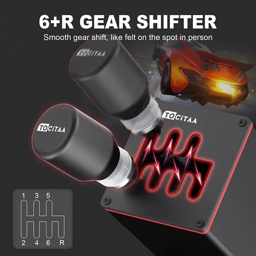 Vista 4 de TOCiTAA USB Simulator Shifter Compatible with Thrustmaster T300RSGT Logitech G29 G27 G25 G920 - Sim Racing Shifter for PC Windows Racing Games ATS &