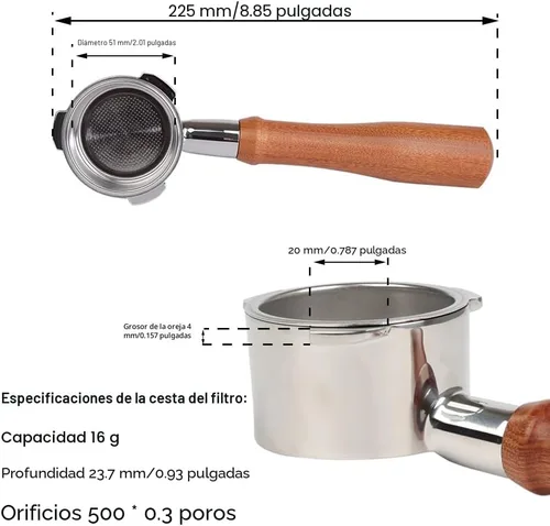 Vista 4 de 51mm Portafiltro sin fondo de 3 orejas compatible con CASABREWS CM5418 y serie 3700 con cesta de filtro de capacidad de doble disparo en acero