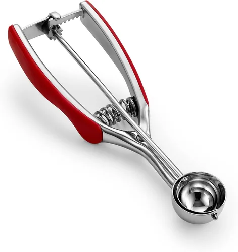 Vista 13 de Spring Chef - Cuchara de melón de acero inoxidable extra pequeña, #100, color negro Mini Cookie Scoop for Baking with Trigger Release, Watermelon