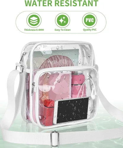 Vista 20 de MAY TREE Bolsa de mensajero transparente aprobada para estadios, eventos, conciertos, deportes, trabajo