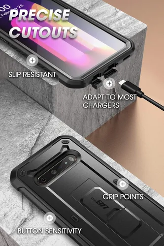 Vista 6 de SUPCASE Unicorn Beetle Pro Series - Funda diseñada para LG V60 ThinQ (versión 2020), funda resistente de cuerpo completo y funda con función atril