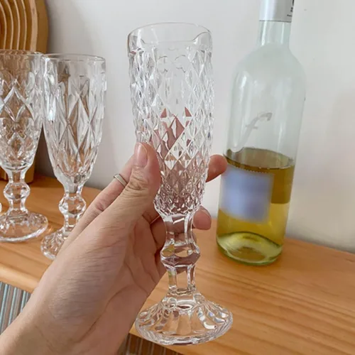 Vista 6 de Copas de vino vintage Copas de vino tinto de tallo largo Copa de cóctel Copa de jugo reutilizable Restaurantes Bar en casa