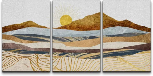 Vista 166 de wall26 Lienzo enmarcado para pared, juego de arte con trazos de pintura roja y naranja vibrante, paisaje, formas abstractas, ilustraciones, arte