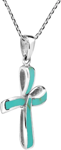Vista 2 de infinity Twist Cruz IMitación Turquesa Collar Con Colgante De Plata De Ley 925.