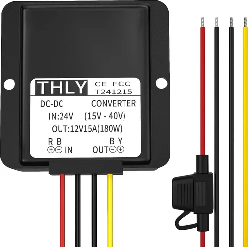 Vista 10 de Convertidor de 24 V a 12 V, convertidor descendente CC-CC, convertidor de voltaje de potencia de 5 A 60 W con fusible impermeable, transformador