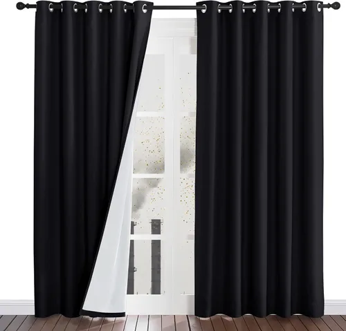 Vista 20 de NICETOWN Cortinas de Lino Sintético Angora con Barrera de Sonido que Aísla el Polvo, 100% Opacas, de 84 Pulgadas de Largo, 1 Panel, Cortinas