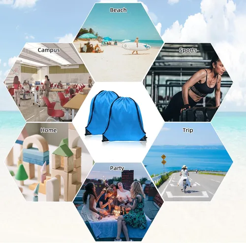 Vista 6 de GoodtoU Bolsas de cordón Mochila con cordón Bolsas de cincha Mochila de cuerda a granel Bolsa de deporte Nylon Draw String, Azul, Cordón