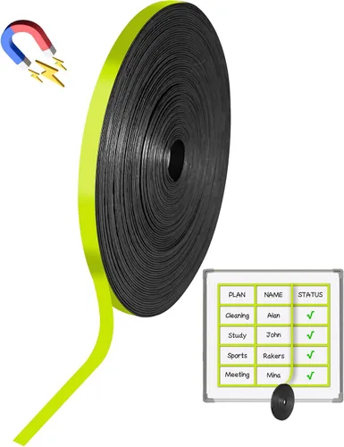 Vista 9 de Rollo de cinta magnética, cinta magnética de 30 pies x 1/4 pulgadas para pizarra blanca, bordes magnéticos reutilizables y divisores para aula