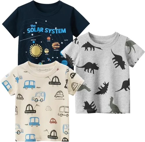 Vista 10 de GFQLONG Camisetas de manga corta para niños pequeños, camisetas de algodón Avión