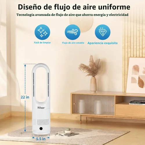 Vista 7 de Hiluce Ventilador sin aspas para dormitorio, ventilador de enfriamiento de torre, control remoto silencioso de 20 dB, 8 velocidades, temporizador
