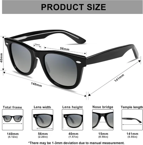 Vista 6 de VANLINKER Gafas de sol cuadradas de moda para hombres y mujeres, gafas de sol clásicas retro VL9766