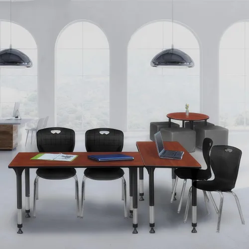 Vista 2 de Regency Kee - Juego de mesa de aula ajustable en altura con dos sillas Andy de 18 pulgadas, 60 x 30 pulgadas, cereza/negro Cerezo/Negro